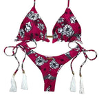 Fashion Bikini Set Bikinis Stripes Lace Up String Two-Piece Swimsuit Mini Bikini Swimwear Padded Two Piece Triangle Bikini Set Summer Breathable Beach Swimsuits For Women Stevvex
