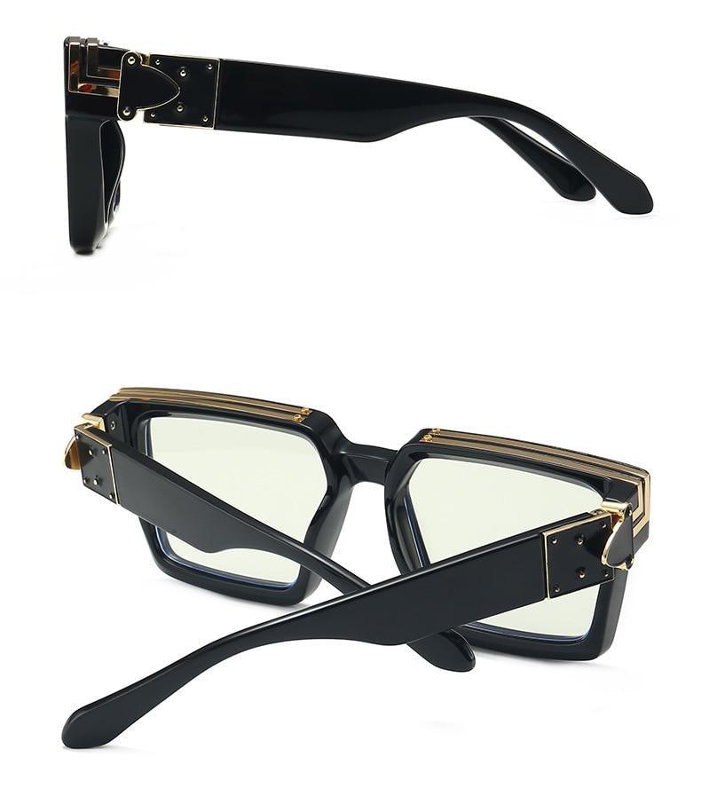 Fashion Black Design Stylish Sunglasses For Men & Women Square Shape Driving Eyewear Classic Luxury Style Sun Glasses For Men Women Anti Blue Light Sun Glasses For Summer Stevvex