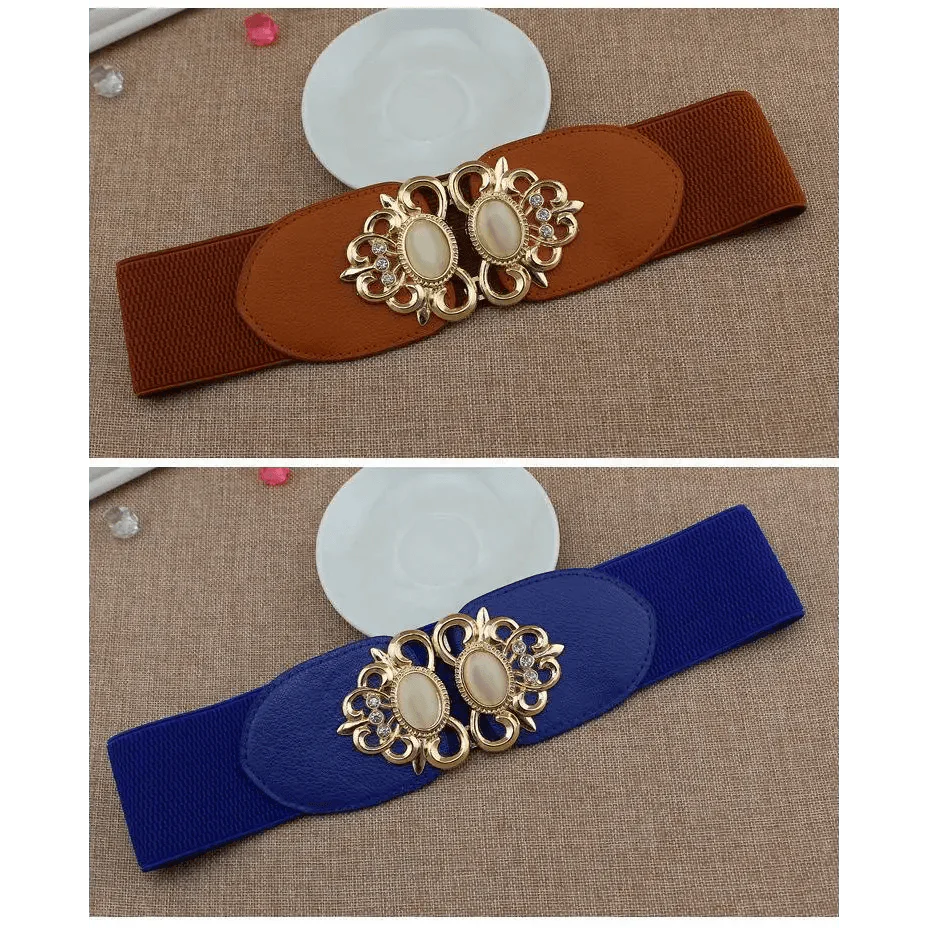 Fashion Black Elastic Waistband One-Piece Dress Women Decorative Belt Elegant Women's Style Party Dress Belts Stevvex