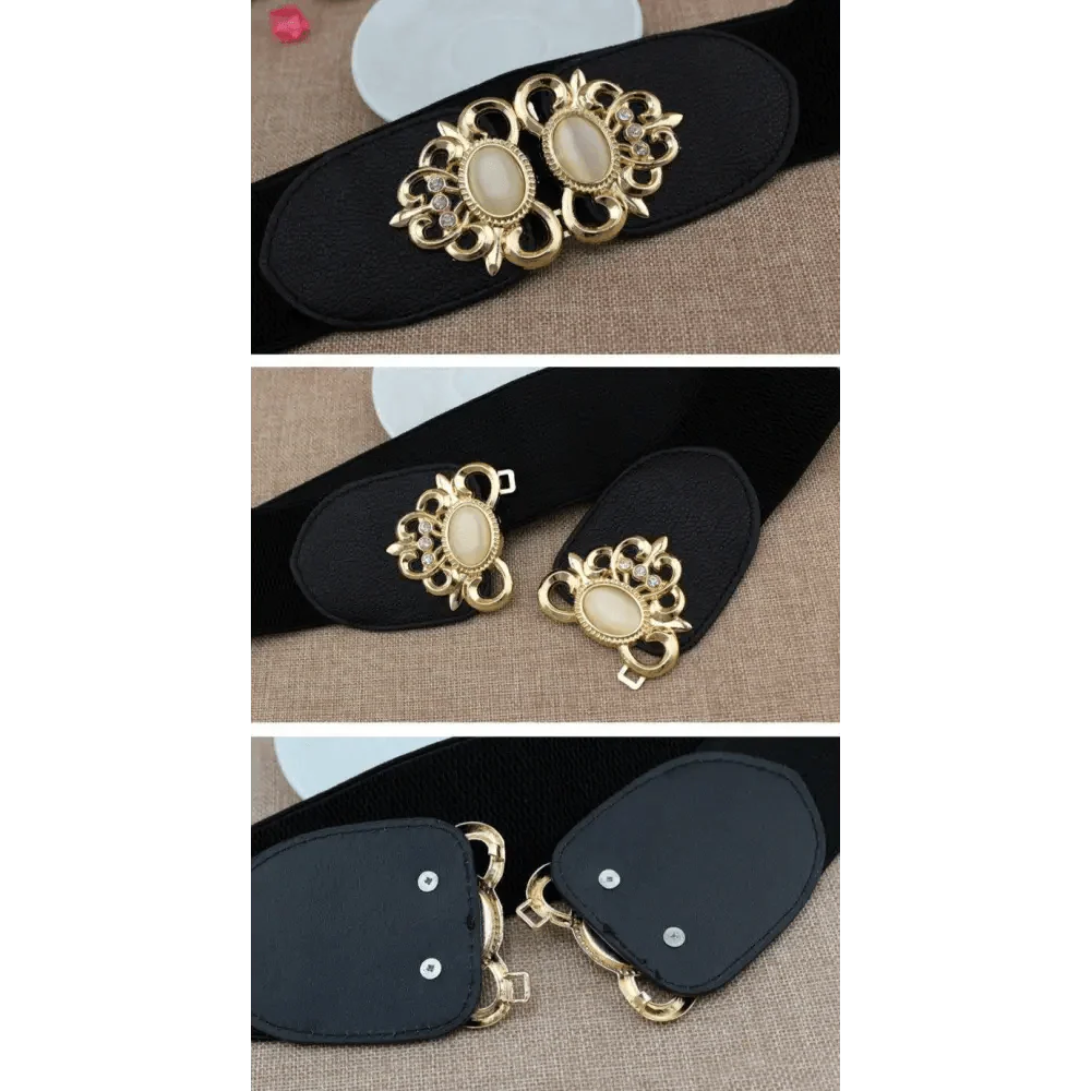 Fashion Black Elastic Waistband One-Piece Dress Women Decorative Belt Elegant Women's Style Party Dress Belts Stevvex