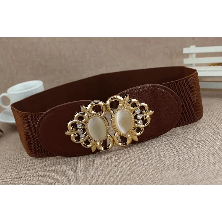 Fashion Black Elastic Waistband One-Piece Dress Women Decorative Belt Elegant Women's Style Party Dress Belts Stevvex