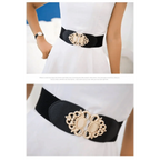 Fashion Black Elastic Waistband One-Piece Dress Women Decorative Belt Elegant Women's Style Party Dress Belts Stevvex