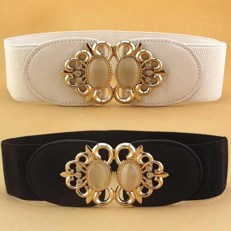 Fashion Black Elastic Waistband One-Piece Dress Women Decorative Belt Elegant Women's Style Party Dress Belts Stevvex