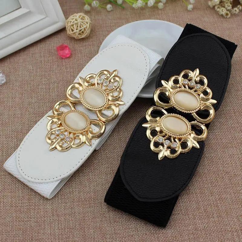 Fashion Black Elastic Waistband One-Piece Dress Women Decorative Belt Elegant Women's Style Party Dress Belts Stevvex
