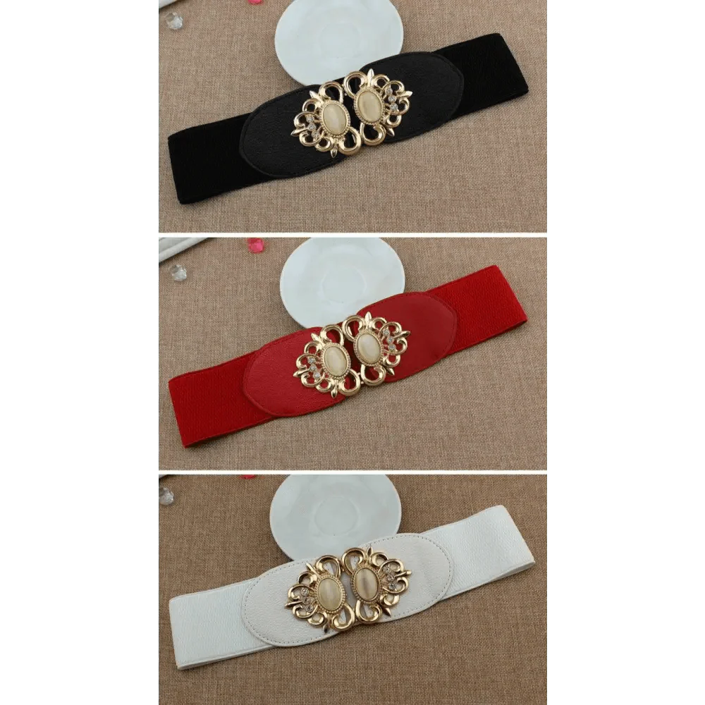 Fashion Black Elastic Waistband One-Piece Dress Women Decorative Belt Elegant Women's Style Party Dress Belts Stevvex