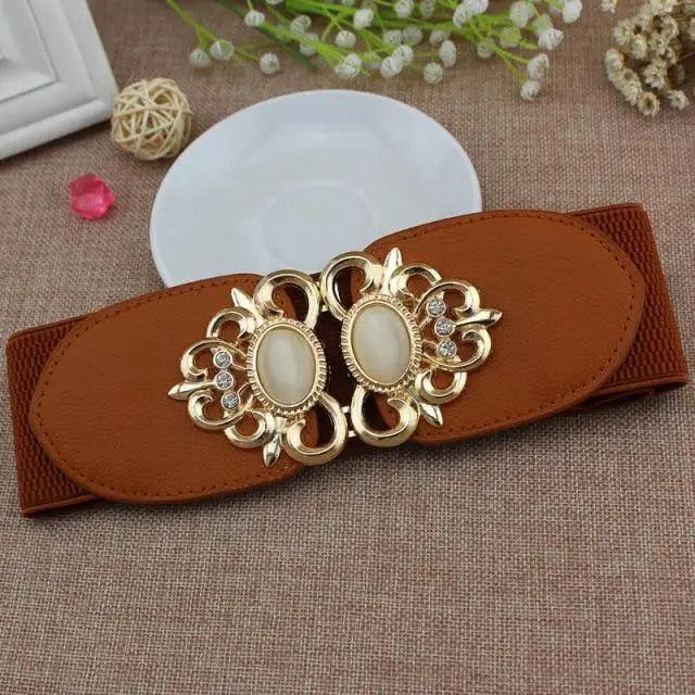 Fashion Black Elastic Waistband One-Piece Dress Women Decorative Belt Elegant Women's Style Party Dress Belts Stevvex