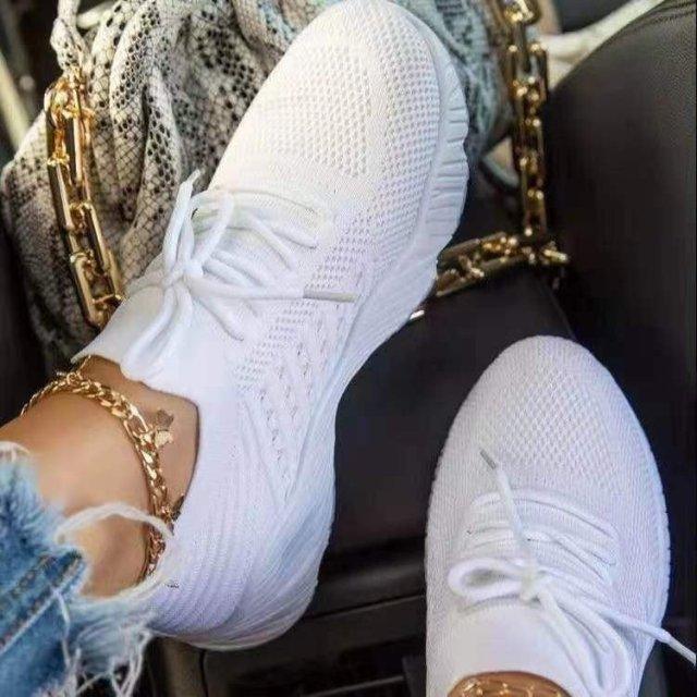 Fashion Breathable Lace Up Platform Sneakers Women Summer Flat Mesh Sports Shoes Woman Running Shoes Walking Sneakers For Women Lace Up Lightweight Tennis Shoes Stevvex