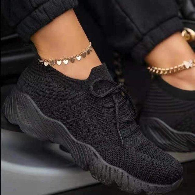 Fashion Breathable Lace Up Platform Sneakers Women Summer Flat Mesh Sports Shoes Woman Running Shoes Walking Sneakers For Women Lace Up Lightweight Tennis Shoes Stevvex