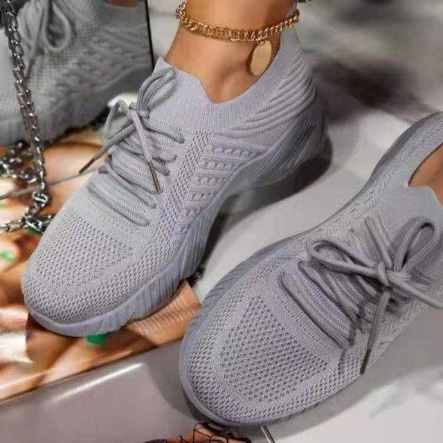 Fashion Breathable Lace Up Platform Sneakers Women Summer Flat Mesh Sports Shoes Woman Running Shoes Walking Sneakers For Women Lace Up Lightweight Tennis Shoes Stevvex