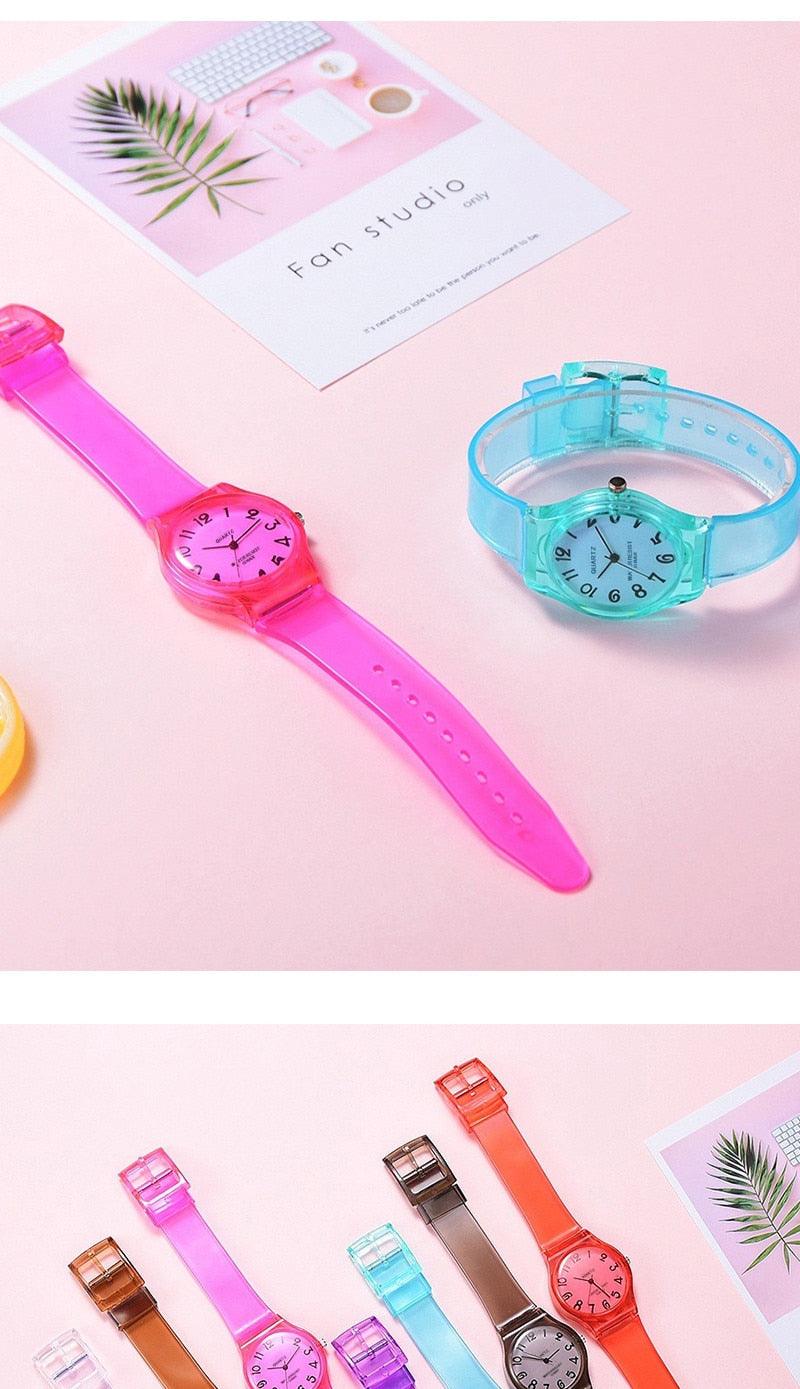 Fashion Casual Environmental Friendly Silicone Childrens Quartz Fashion Watches Retro Classic Analog Time Teacher Young Girls Teen Wrist Watch With Colorful Silicone Band For Valentine’s Day Stevvex