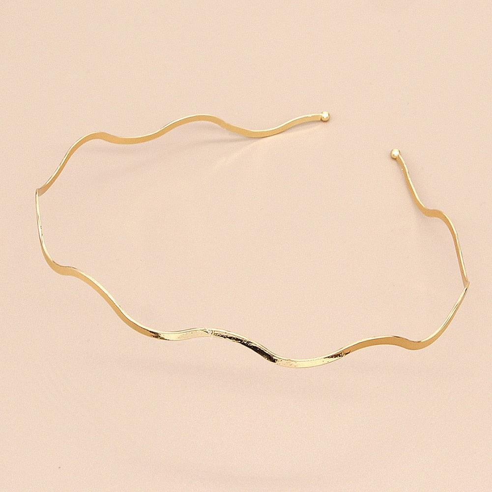 Fashion Chic Metal Wave Invisible Headband Gold Thin Hair Hoop For Women Girls Wild Headwear Hair Styling Tool Gorgeous Hair Accessories For Women Stevvex
