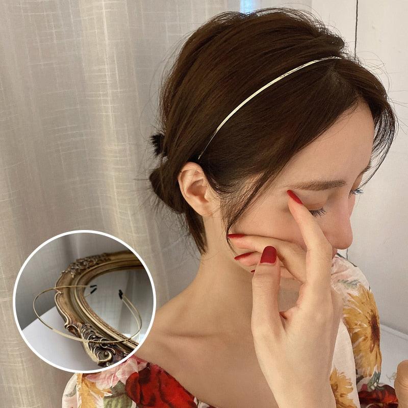 Fashion Chic Metal Wave Invisible Headband Gold Thin Hair Hoop For Women Girls Wild Headwear Hair Styling Tool Gorgeous Hair Accessories For Women Stevvex