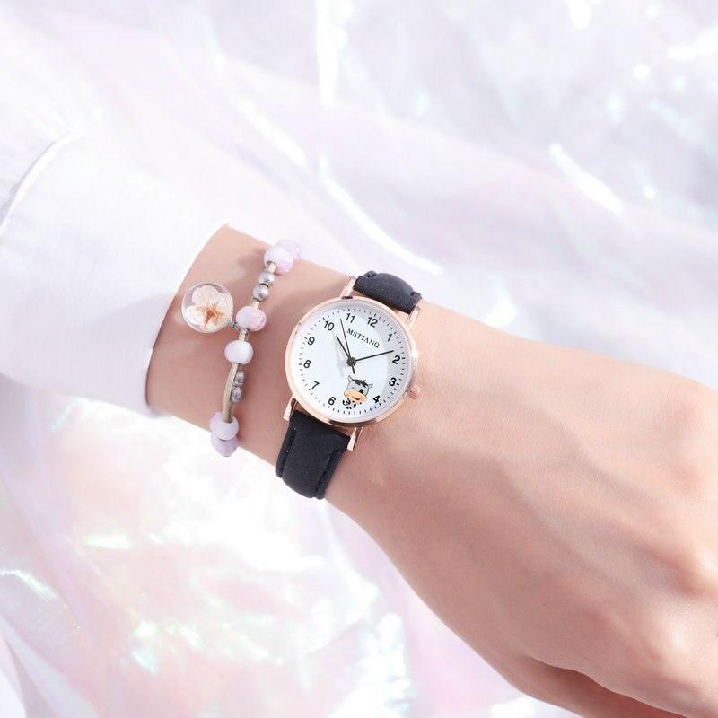 Fashion Childrens Set Bracelet Watch Student Watch Girl Leather Strap Quartz Watch Leather Strap Quartz Watch Children Set Bracelet Watch Leather Band Luxury Quartz Wristwatch Stevvex