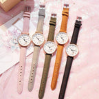 Fashion Childrens Set Bracelet Watch Student Watch Girl Leather Strap Quartz Watch Leather Strap Quartz Watch Children Set Bracelet Watch Leather Band Luxury Quartz Wristwatch Stevvex