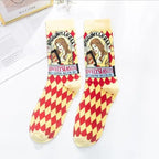 Fashion Colorful Print Socks Women Mushroom Spring Woman Socks Cotton Socks For Women Cotton Men's and Women's Printed Funky Socks - Unisex Mid Crew Length Breathable Pure Cotton Super Soft Quirky Prints Socks Stevvex