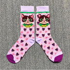 Fashion Colorful Print Socks Women Mushroom Spring Woman Socks Cotton Socks For Women Cotton Men's and Women's Printed Funky Socks - Unisex Mid Crew Length Breathable Pure Cotton Super Soft Quirky Prints Socks Stevvex