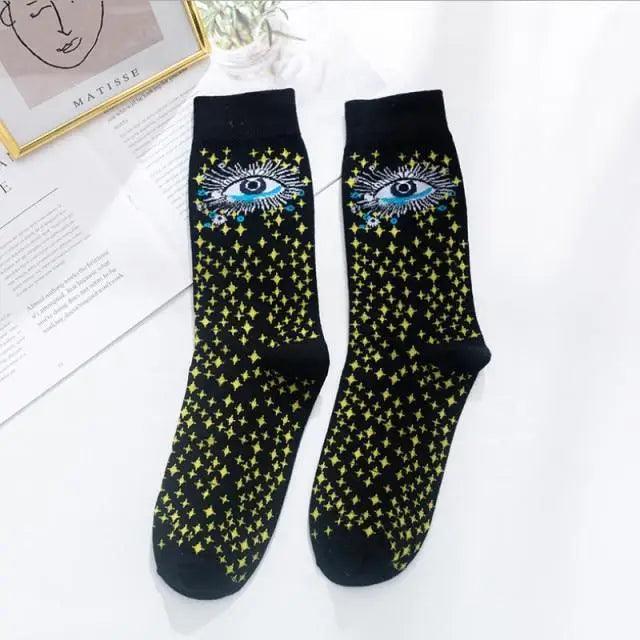 Fashion Colorful Print Socks Women Mushroom Spring Woman Socks Cotton Socks For Women Cotton Men's and Women's Printed Funky Socks - Unisex Mid Crew Length Breathable Pure Cotton Super Soft Quirky Prints Socks Stevvex