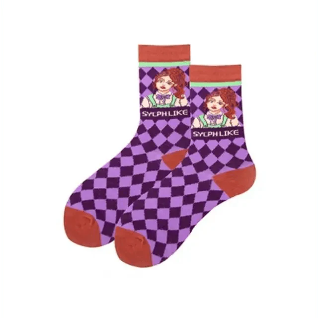 Fashion Colorful Print Socks Women Mushroom Spring Woman Socks Cotton Socks For Women Cotton Men's and Women's Printed Funky Socks - Unisex Mid Crew Length Breathable Pure Cotton Super Soft Quirky Prints Socks Stevvex