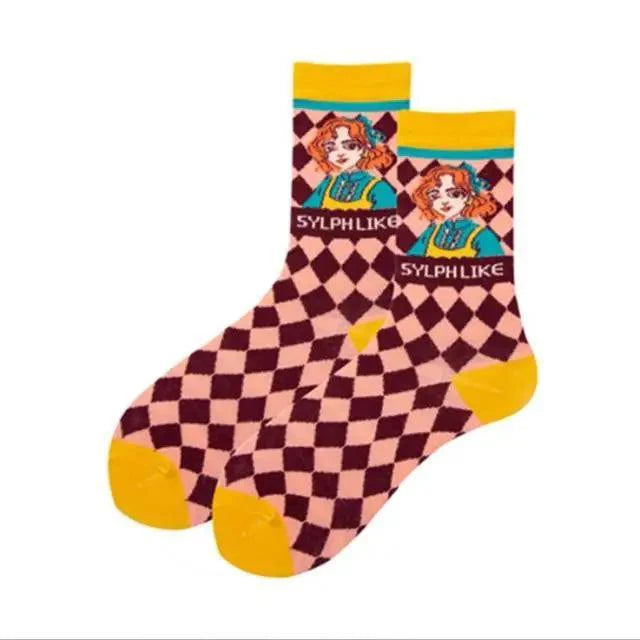 Fashion Colorful Print Socks Women Mushroom Spring Woman Socks Cotton Socks For Women Cotton Men's and Women's Printed Funky Socks - Unisex Mid Crew Length Breathable Pure Cotton Super Soft Quirky Prints Socks Stevvex