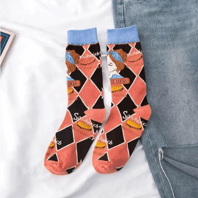 Fashion Colorful Print Socks Women Mushroom Spring Woman Socks Cotton Socks For Women Cotton Men's and Women's Printed Funky Socks - Unisex Mid Crew Length Breathable Pure Cotton Super Soft Quirky Prints Socks Stevvex