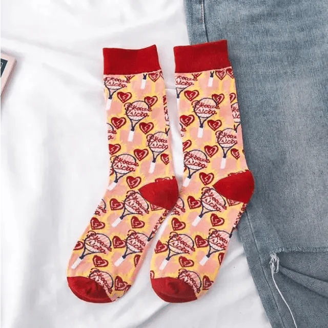 Fashion Colorful Print Socks Women Mushroom Spring Woman Socks Cotton Socks For Women Cotton Men's and Women's Printed Funky Socks - Unisex Mid Crew Length Breathable Pure Cotton Super Soft Quirky Prints Socks Stevvex