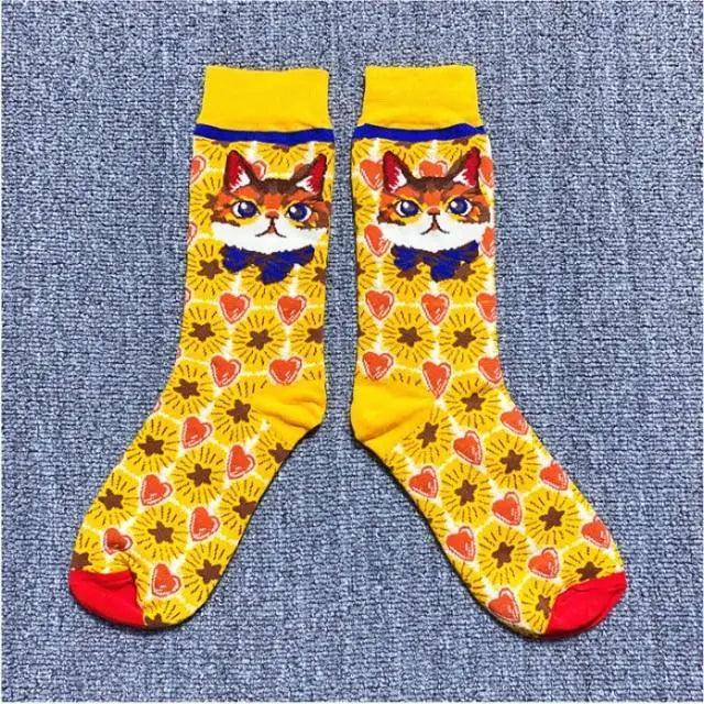 Fashion Colorful Print Socks Women Mushroom Spring Woman Socks Cotton Socks For Women Cotton Men's and Women's Printed Funky Socks - Unisex Mid Crew Length Breathable Pure Cotton Super Soft Quirky Prints Socks Stevvex