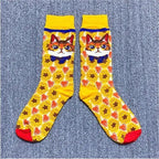 Fashion Colorful Print Socks Women Mushroom Spring Woman Socks Cotton Socks For Women Cotton Men's and Women's Printed Funky Socks - Unisex Mid Crew Length Breathable Pure Cotton Super Soft Quirky Prints Socks Stevvex