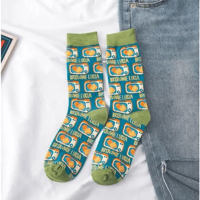 Fashion Colorful Print Socks Women Mushroom Spring Woman Socks Cotton Socks For Women Cotton Men's and Women's Printed Funky Socks - Unisex Mid Crew Length Breathable Pure Cotton Super Soft Quirky Prints Socks Stevvex