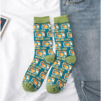 Fashion Colorful Print Socks Women Mushroom Spring Woman Socks Cotton Socks For Women Cotton Men's and Women's Printed Funky Socks - Unisex Mid Crew Length Breathable Pure Cotton Super Soft Quirky Prints Socks Stevvex