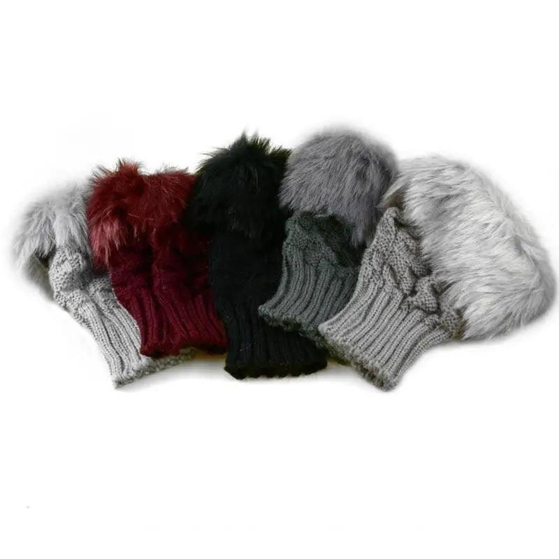 Fashion Fingerless Warm Wool Knitted Classic Fur Half One Size Finger Gloves For Women Cute Soft And Comfortable Trendy Fashion Stretchy Gloves For Women Stevvex