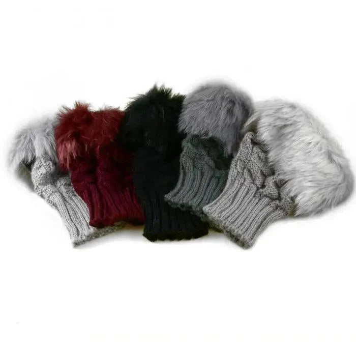 Fashion Fingerless Warm Wool Knitted Classic Fur Half One Size Finger Gloves For Women Cute Soft And Comfortable Trendy Fashion Stretchy Gloves For Women Stevvex