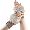 Fashion Fingerless Warm Wool Knitted Classic Fur Half One Size Finger Gloves For Women Cute Soft And Comfortable Trendy Fashion Stretchy Gloves For Women Stevvex