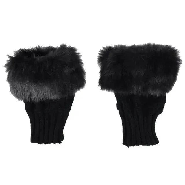 Fashion Fingerless Warm Wool Knitted Classic Fur Half One Size Finger Gloves For Women Cute Soft And Comfortable Trendy Fashion Stretchy Gloves For Women Stevvex