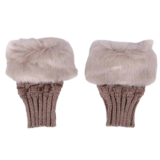 Fashion Fingerless Warm Wool Knitted Classic Fur Half One Size Finger Gloves For Women Cute Soft And Comfortable Trendy Fashion Stretchy Gloves For Women Stevvex