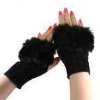 Fashion Fingerless Warm Wool Knitted Classic Fur Half One Size Finger Gloves For Women Cute Soft And Comfortable Trendy Fashion Stretchy Gloves For Women Stevvex