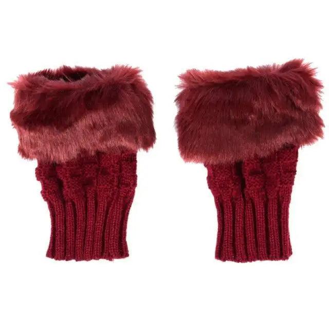 Fashion Fingerless Warm Wool Knitted Classic Fur Half One Size Finger Gloves For Women Cute Soft And Comfortable Trendy Fashion Stretchy Gloves For Women Stevvex