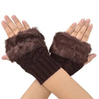 Fashion Fingerless Warm Wool Knitted Classic Fur Half One Size Finger Gloves For Women Cute Soft And Comfortable Trendy Fashion Stretchy Gloves For Women Stevvex