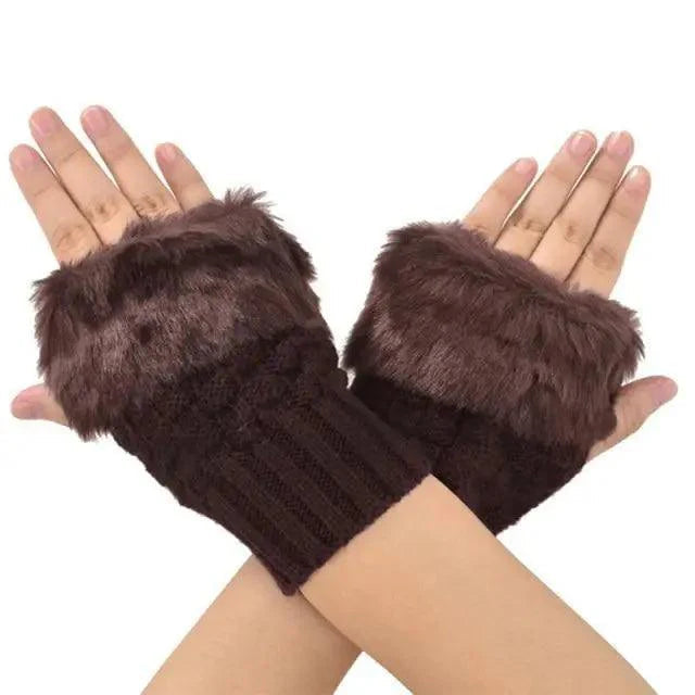 Fashion Fingerless Warm Wool Knitted Classic Fur Half One Size Finger Gloves For Women Cute Soft And Comfortable Trendy Fashion Stretchy Gloves For Women Stevvex
