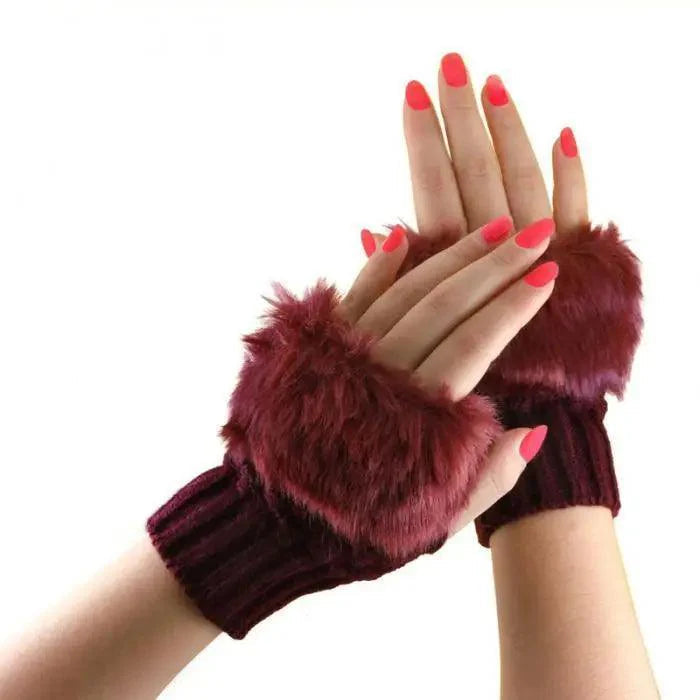 Fashion Fingerless Warm Wool Knitted Classic Fur Half One Size Finger Gloves For Women Cute Soft And Comfortable Trendy Fashion Stretchy Gloves For Women Stevvex