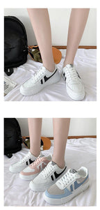 Fashion Flats Womans Sneakers Casual Breathable Vulcanized Shoes Lace Up Woman Comfort Walking White Round Head Platform Casual Sports Cute Fashion Walking School Sneakers Stevvex