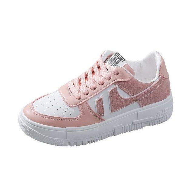 Fashion Flats Womans Sneakers Casual Breathable Vulcanized Shoes Lace Up Woman Comfort Walking White Round Head Platform Casual Sports Cute Fashion Walking School Sneakers Stevvex