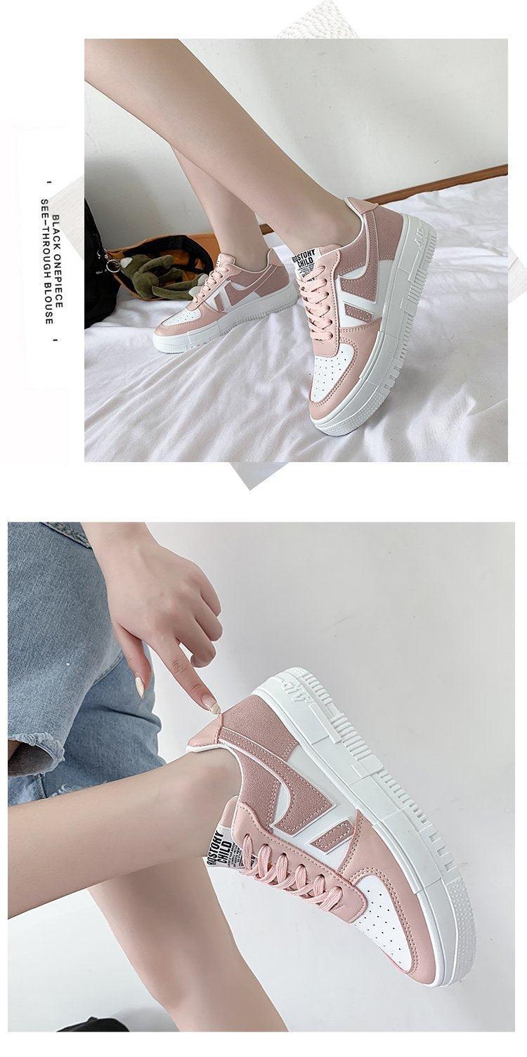 Fashion Flats Womans Sneakers Casual Breathable Vulcanized Shoes Lace Up Woman Comfort Walking White Round Head Platform Casual Sports Cute Fashion Walking School Sneakers Stevvex