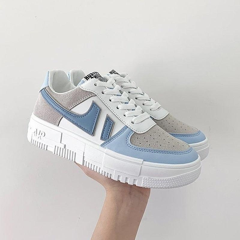 Fashion Flats Womans Sneakers Casual Breathable Vulcanized Shoes Lace Up Woman Comfort Walking White Round Head Platform Casual Sports Cute Fashion Walking School Sneakers Stevvex