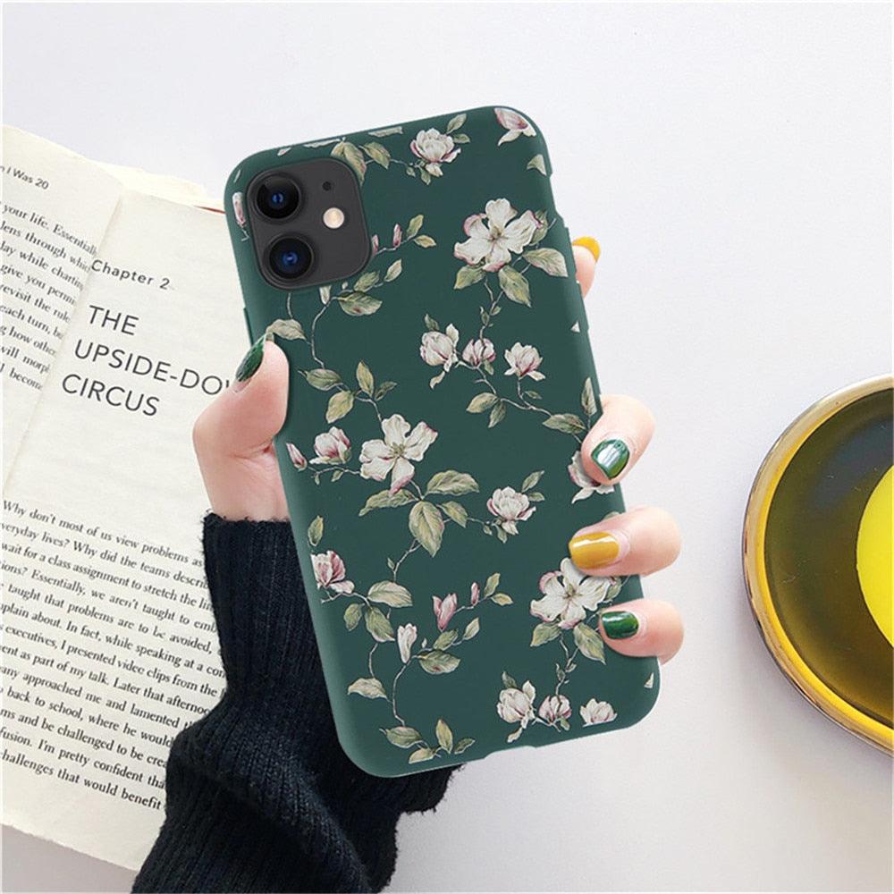 Fashion Flower Phone Case For Iphone 7 8 Plus  Iphone Xr X Xs Silicone Ultra Thin Shockproof Mobile Phone Case With Fashion Pattern Cover Stylish Beautiful Flower Pattern Colored iphone Case Stevvex