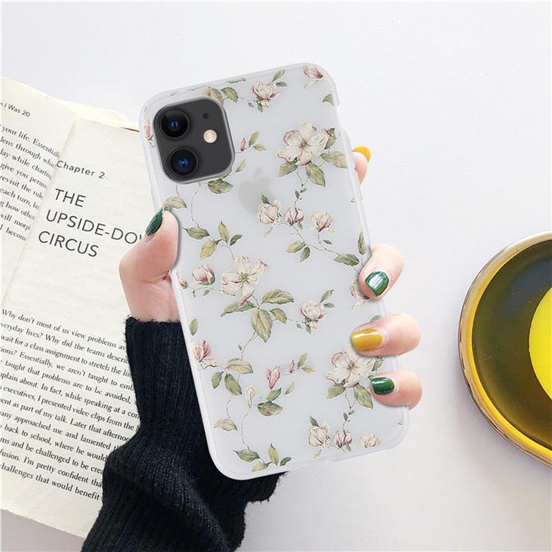 Fashion Flower Phone Case For Iphone 7 8 Plus  Iphone Xr X Xs Silicone Ultra Thin Shockproof Mobile Phone Case With Fashion Pattern Cover Stylish Beautiful Flower Pattern Colored iphone Case Stevvex
