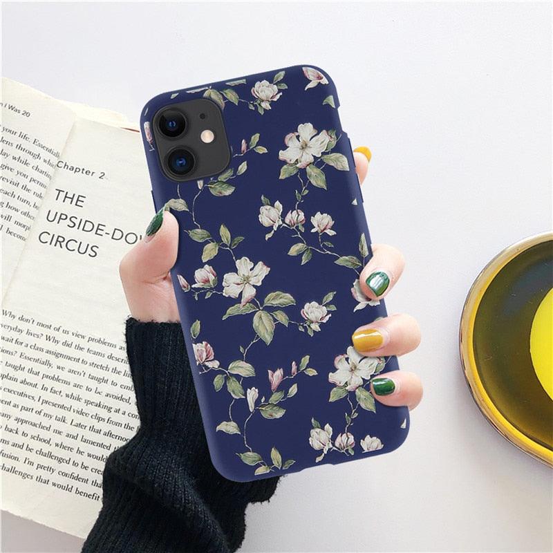 Fashion Flower Phone Case For Iphone 7 8 Plus  Iphone Xr X Xs Silicone Ultra Thin Shockproof Mobile Phone Case With Fashion Pattern Cover Stylish Beautiful Flower Pattern Colored iphone Case Stevvex