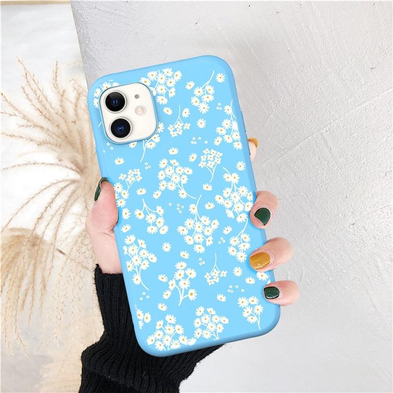 Fashion Flower Phone Case For Iphone 7 8 Plus  Iphone Xr X Xs Silicone Ultra Thin Shockproof Mobile Phone Case With Fashion Pattern Cover Stylish Beautiful Flower Pattern Colored iphone Case Stevvex