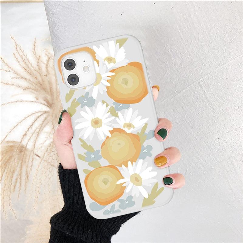 Fashion Flower Phone Case For Iphone 7 8 Plus  Iphone Xr X Xs Silicone Ultra Thin Shockproof Mobile Phone Case With Fashion Pattern Cover Stylish Beautiful Flower Pattern Colored iphone Case Stevvex