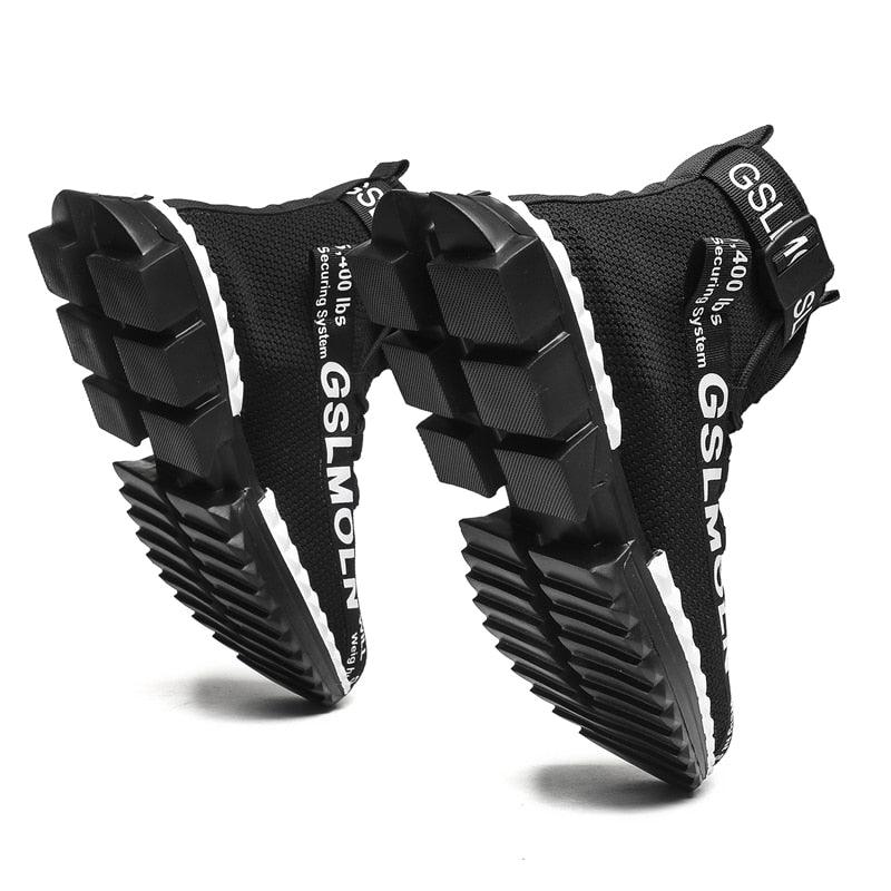 Fashion Flying Woven Sock Mens High Top Sneakers Men Non-slip Shoes Casual Shoes Running Modern Shoes Non Slip Athletic Tennis Walking Type Sneakers Hip Hop Style Stevvex