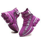 Fashion Flying Woven Sock Mens High Top Sneakers Men Non-slip Shoes Casual Shoes Running Modern Shoes Non Slip Athletic Tennis Walking Type Sneakers Hip Hop Style Stevvex